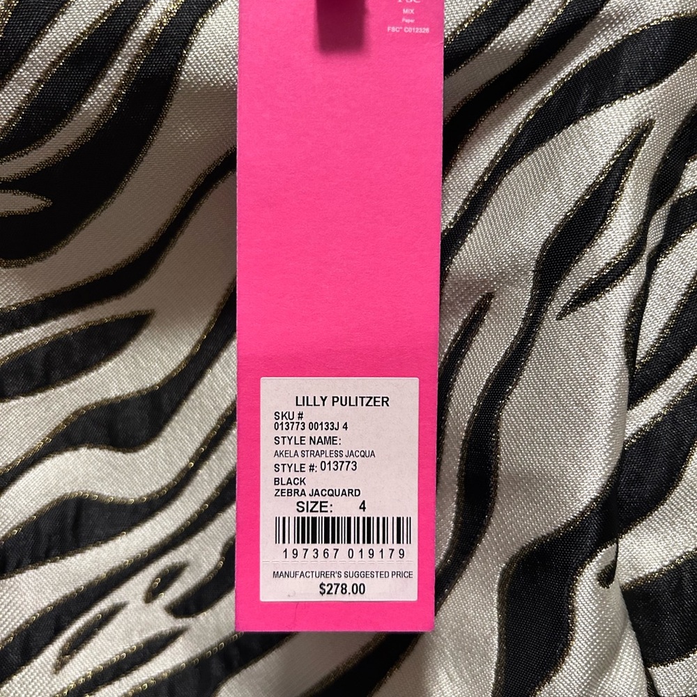 NWT Lilly Pulitzer Akela Zebra Strapless Dress - Picture 6 of 6